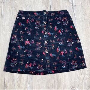 Hollister Floral Velvet Mini Skirt